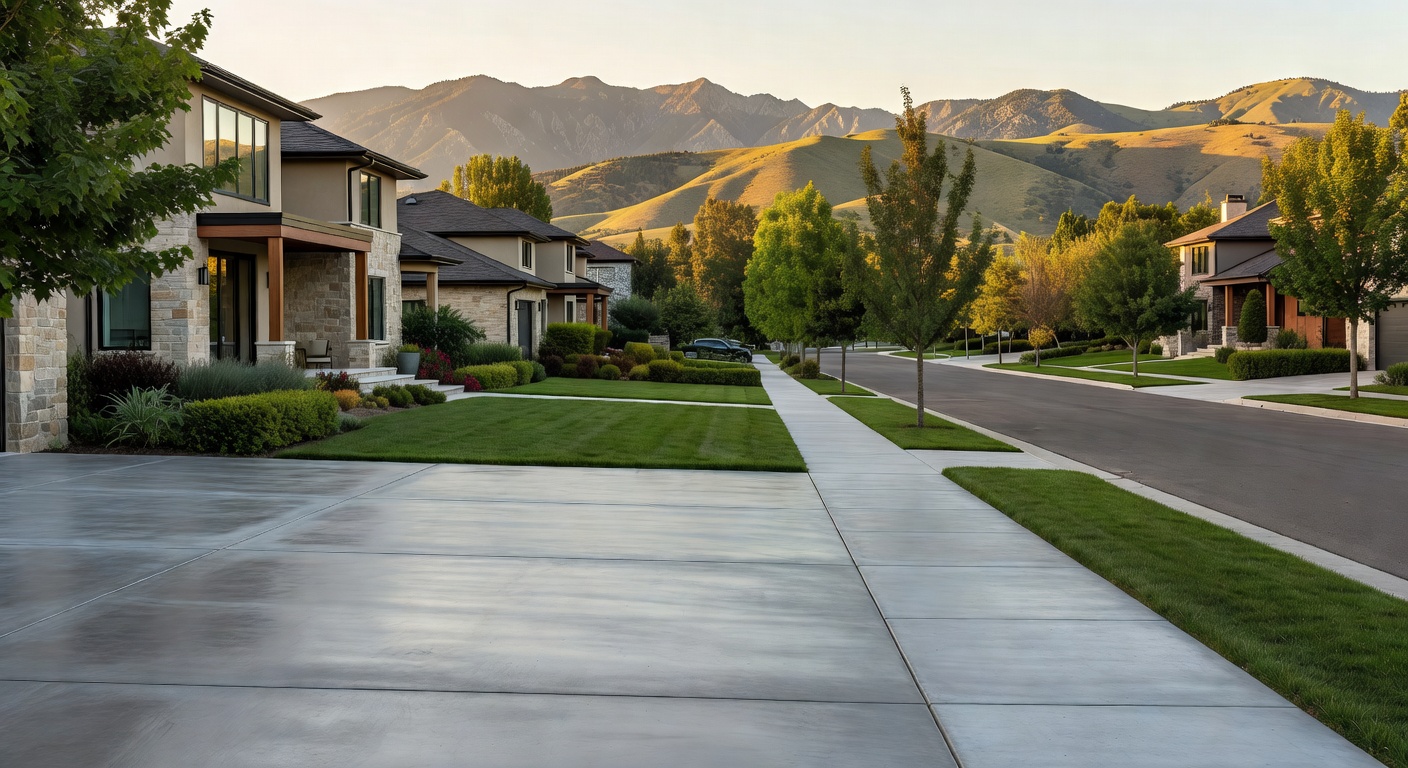 Northern Utah concrete service area with fresh residential flatwork