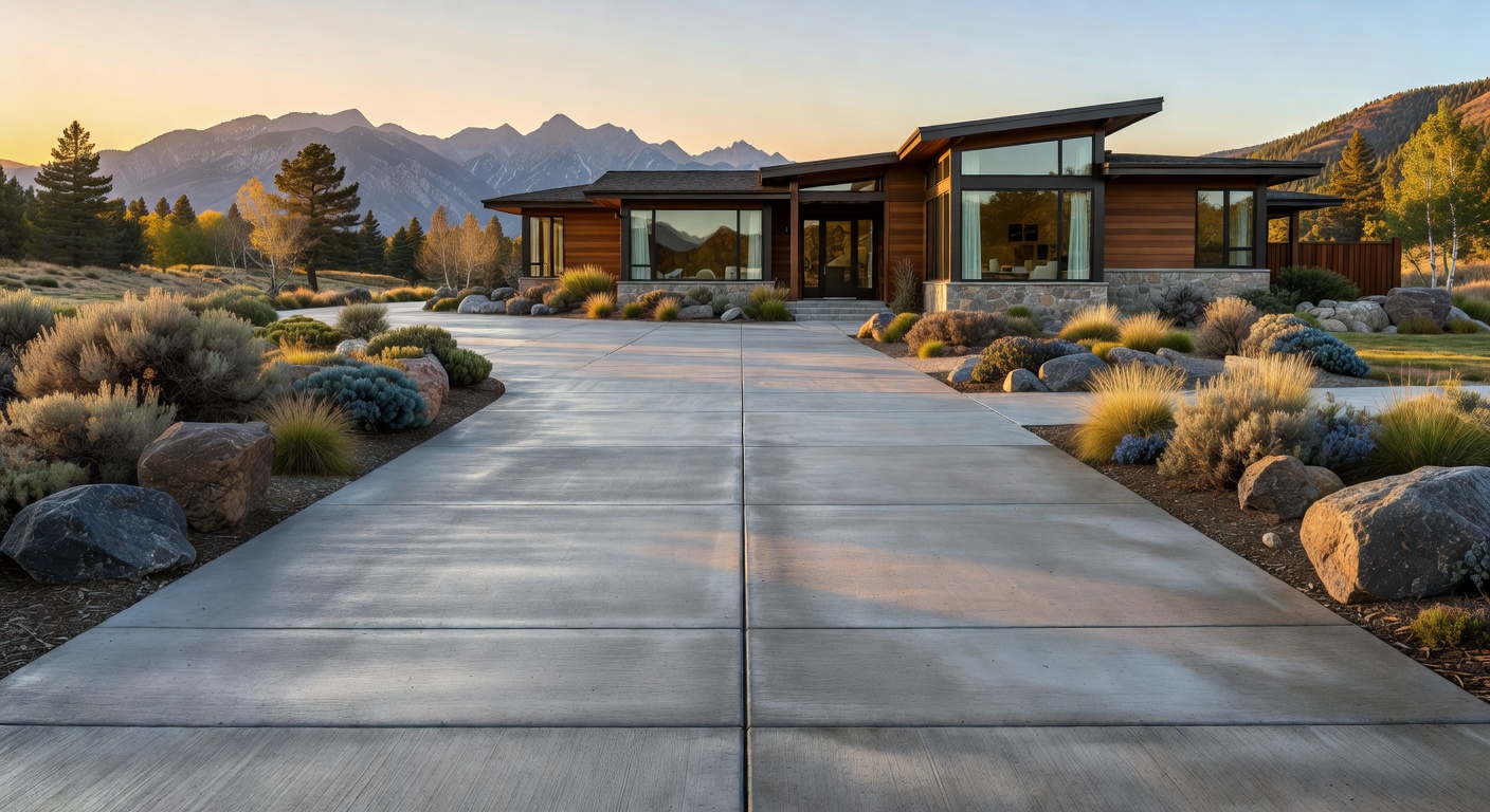 Concrete driveway in a Northern Utah neighborhood