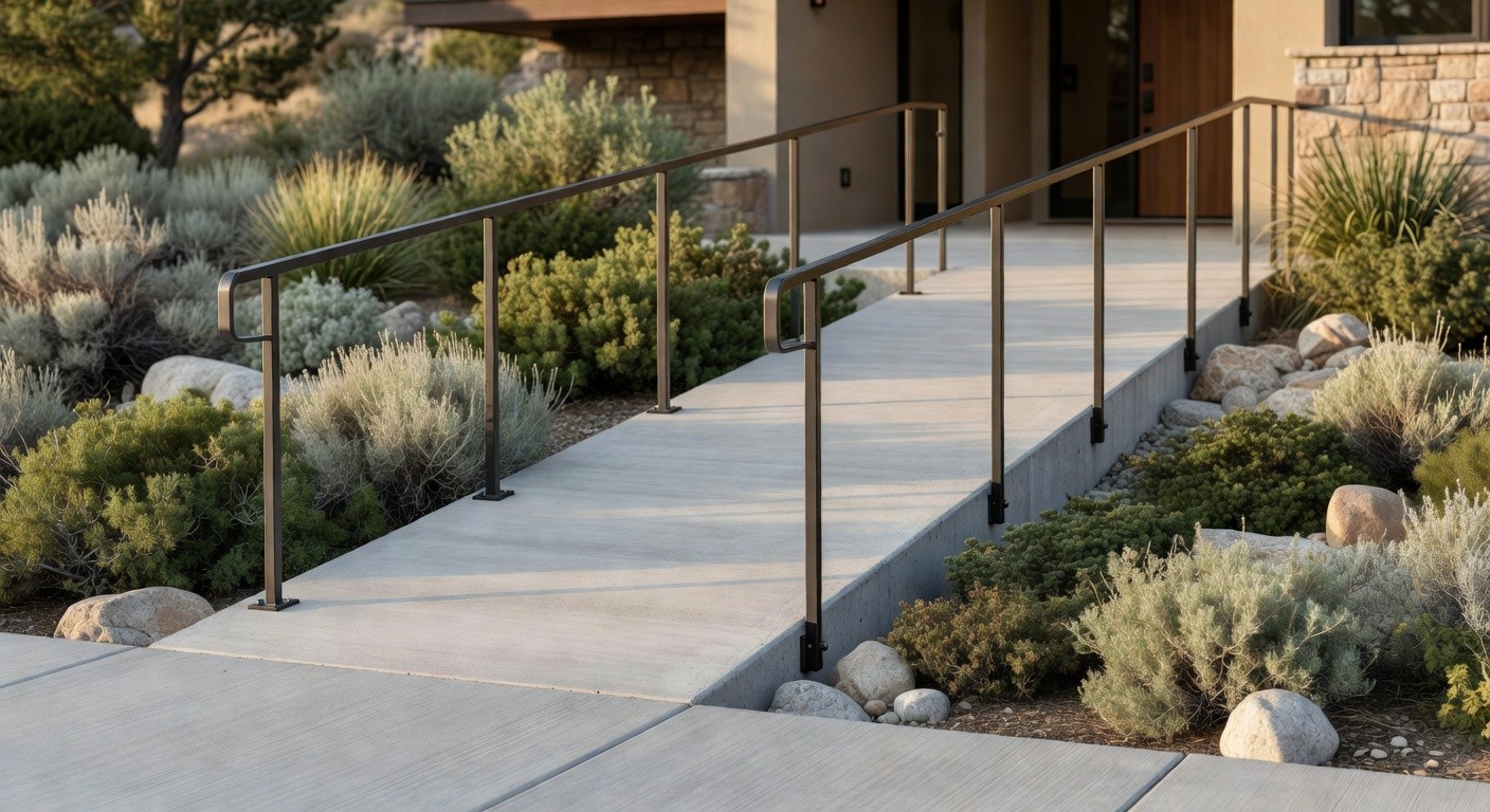 Concrete accessibility ramp with handrail in Northern Utah