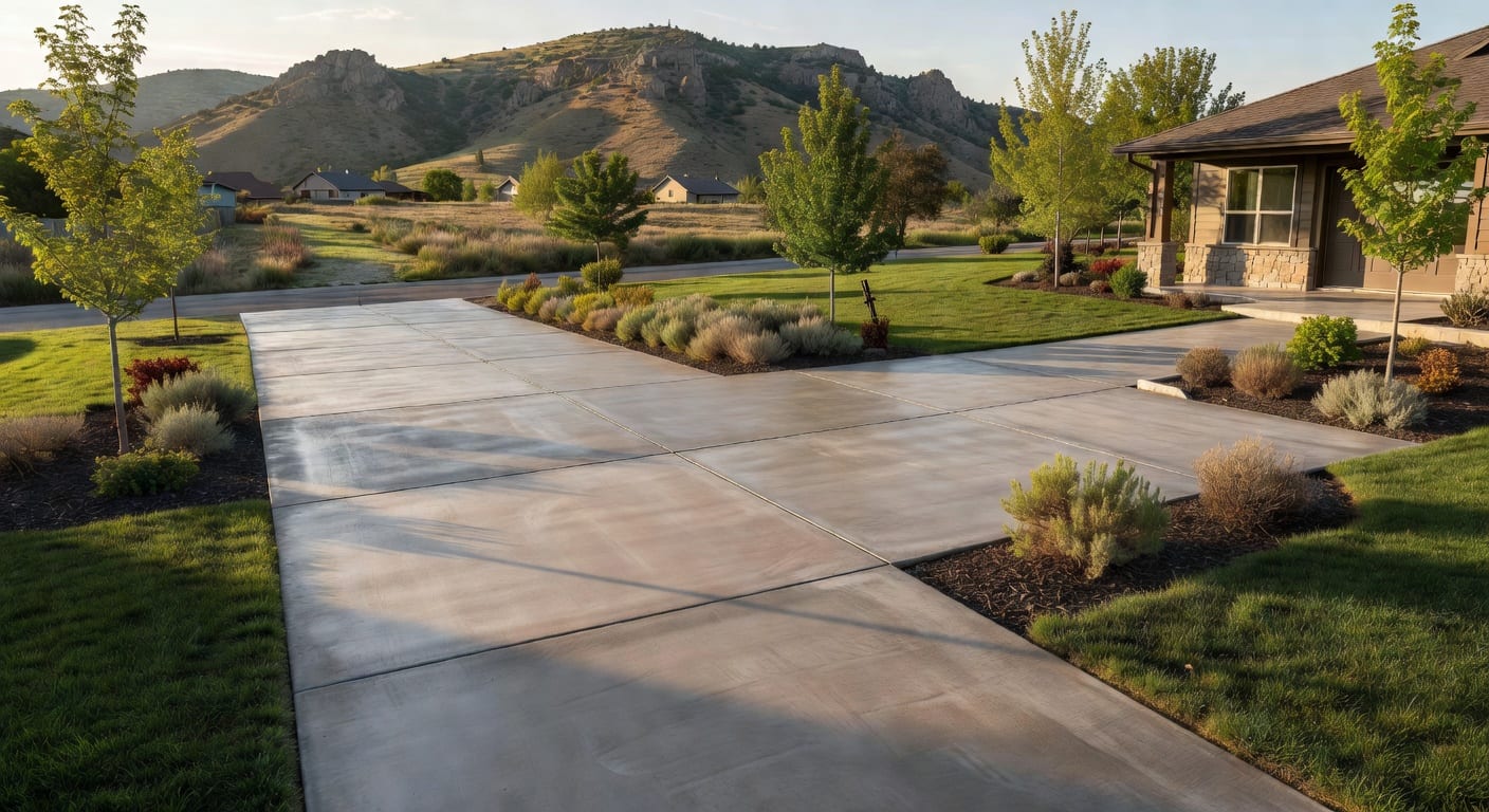 Clean concrete driveway and walkway near a Centerville Utah home
