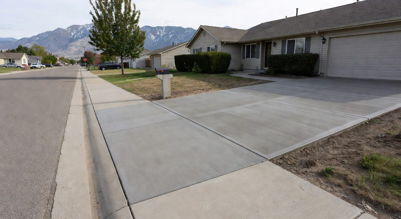 New concrete driveway extension and sidewalk in Clearfield Utah