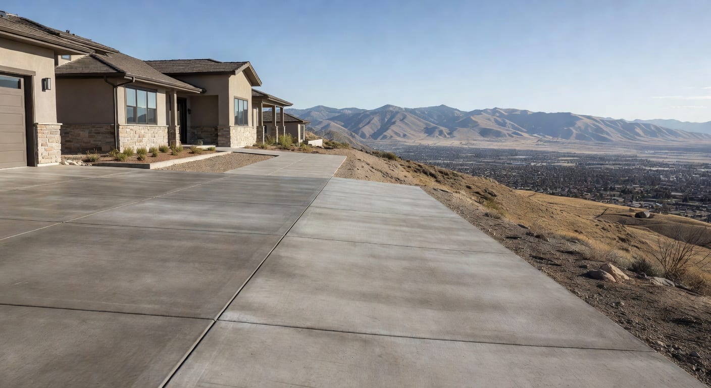 North Salt Lake Utah home with clean concrete driveway and front walk