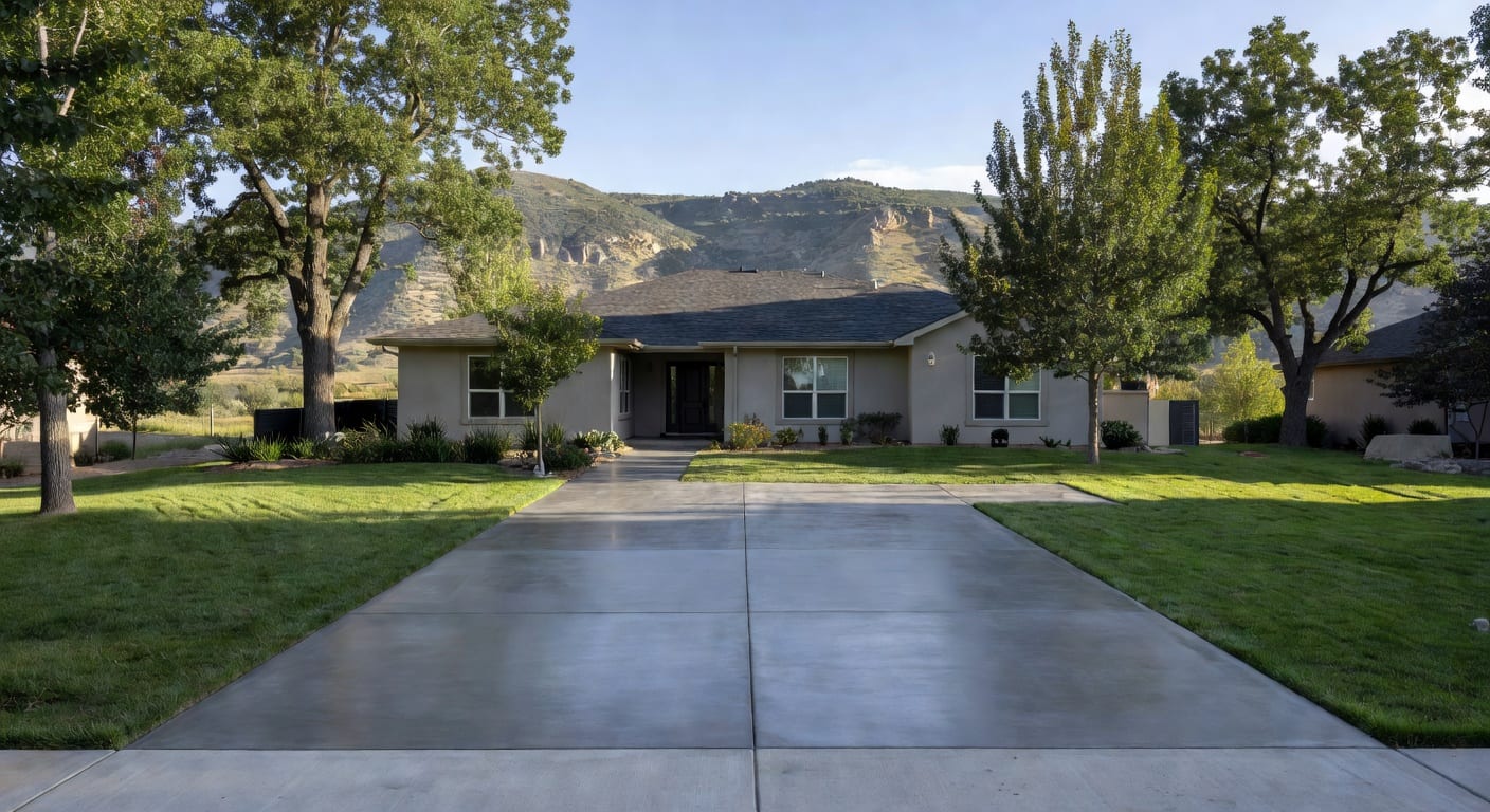 Woods Cross Utah home with fresh concrete driveway and front walkway